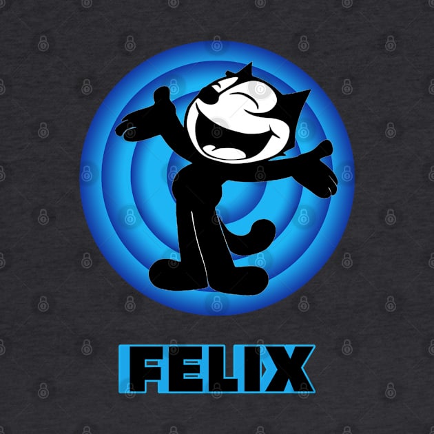 Felix the Cat Cartoon Arms Outstretched Blue Vintage Retro by VogueTime